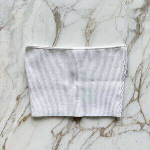 Aritzia Babaton Sculpt Knit Cropped Tube Top, Size S, White